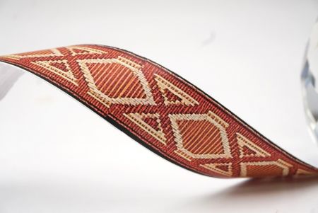 Rostrot & Gold Tribal Geometrisches Jacquardband_AI-KN